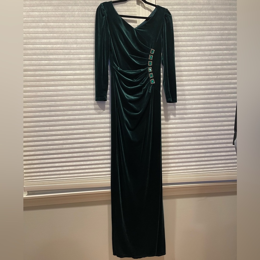 Green velvet dress